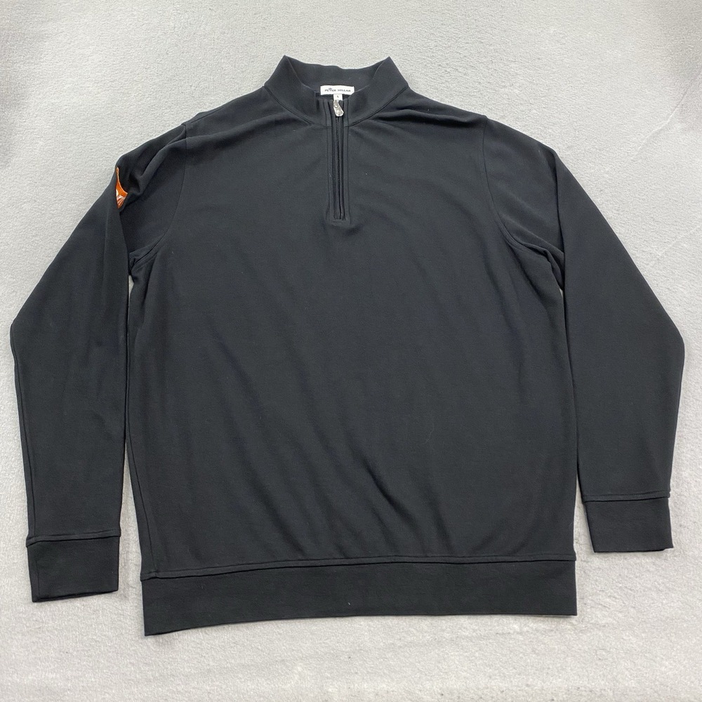 Peter Millar Sweater Mens Large Black Interlock 1/4 Zip Crown Comfort Pullover